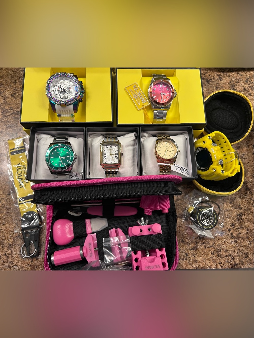Invicta watch lot and pink Watch Repair Kit Bolt pro diver Draco